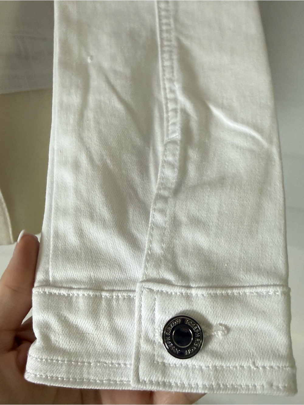 Joseph Ribkoff Ivory Pearl Rhinestone Embellished Denim Jacket NWT S - Picture 6 of 14